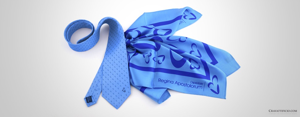 cravatta e foulard personalizzati azzurri