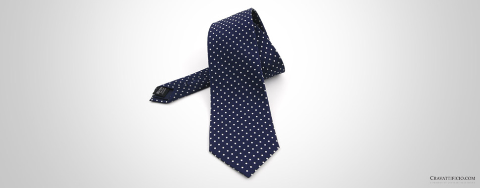Cravatta personalizzata blu a pois bianchi