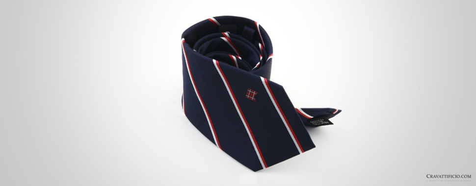Cravatta personalizzata nera a righe rosse e bianche
