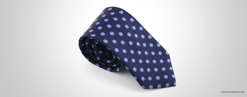 Cravatta personalizzata blu a pois bianchi